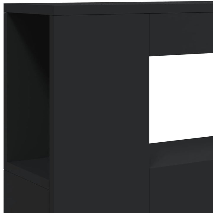 Hoofdeinde met LED 100x18,5x103,5 cm bewerkt hout zwart