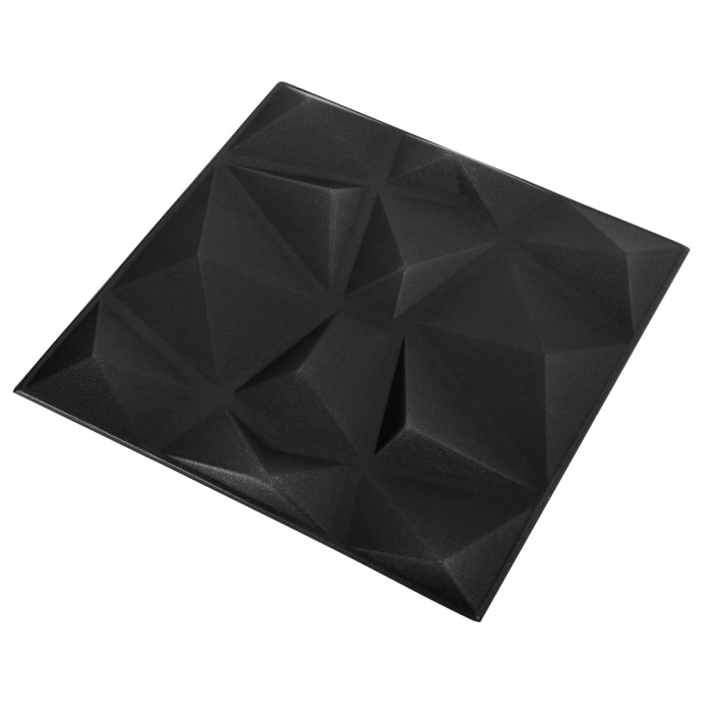 12 st Wandpanelen 3D 3 m² 50x50 cm diamantzwart - Griffin Retail