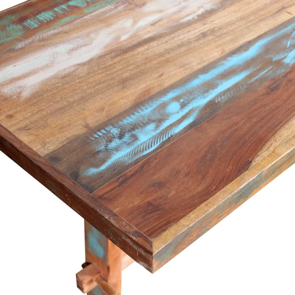 Eettafel op voet 120x58x78 cm massief gerecycled hout