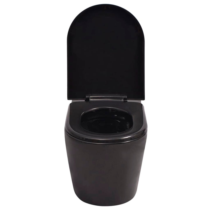 Hangend toilet met verborgen stortbak keramiek zwart