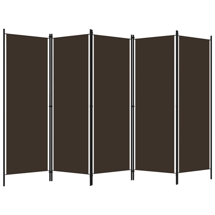 Kamerscherm met 5 panelen 250x180 cm bruin