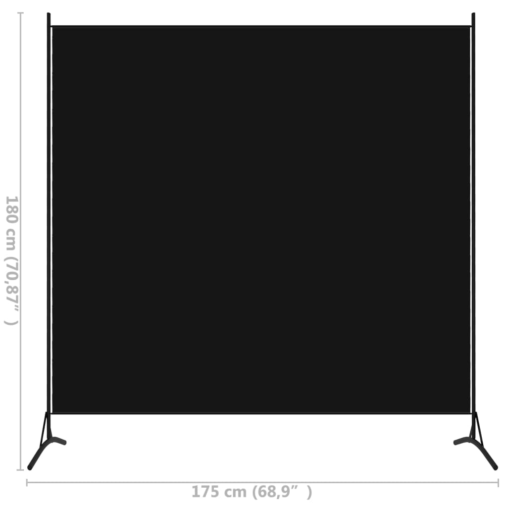 Kamerscherm met 1 paneel 175x180 cm zwart