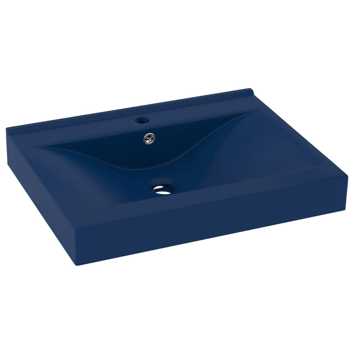 Wastafel met kraangat 60x46 cm keramiek mat donkerblauw