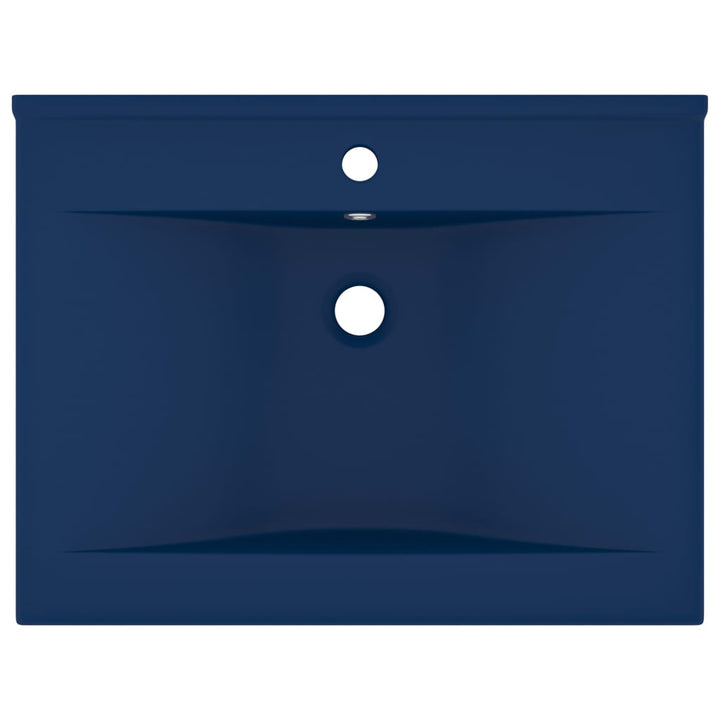 Wastafel met kraangat 60x46 cm keramiek mat donkerblauw