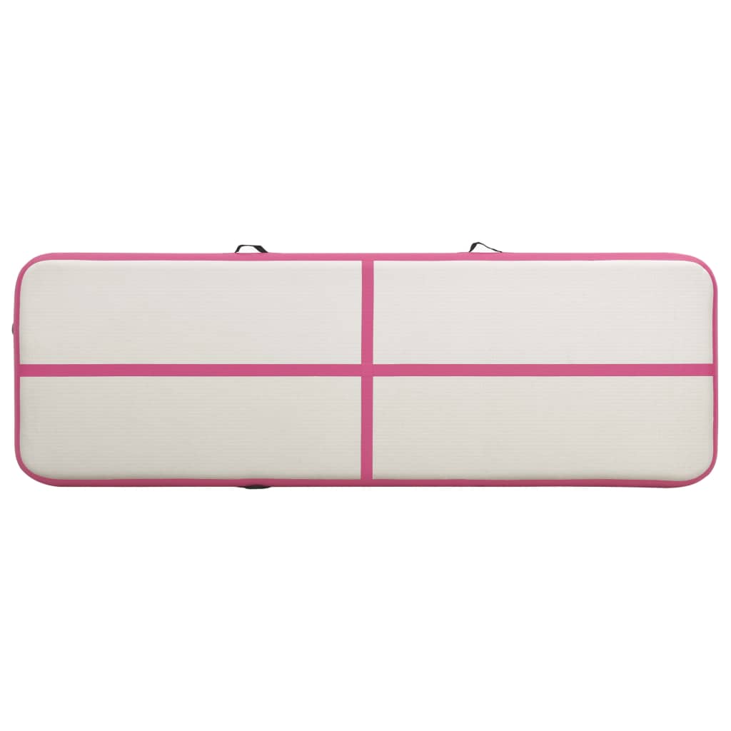 Gymnastiekmat met pomp opblaasbaar 500x100x15 cm PVC roze