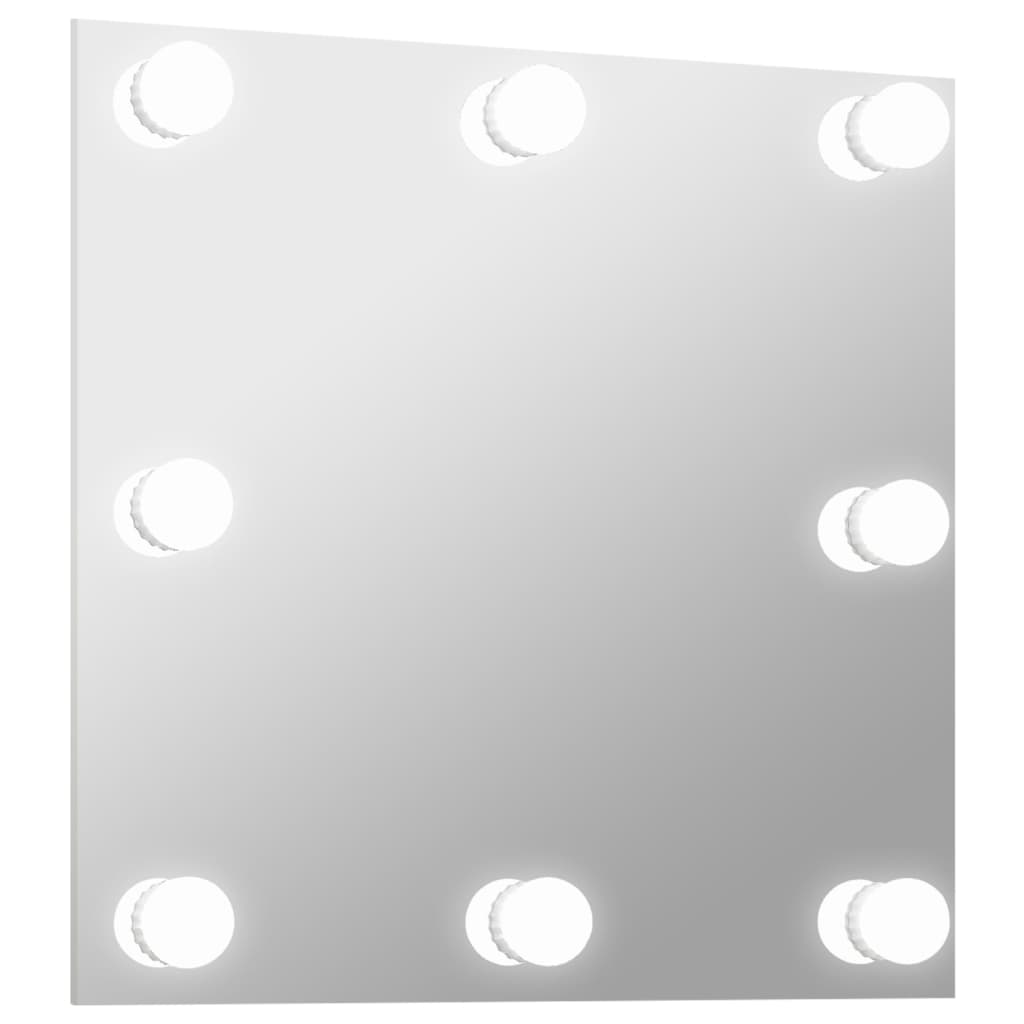 Wandspiegel met LED-lampen vierkant glas