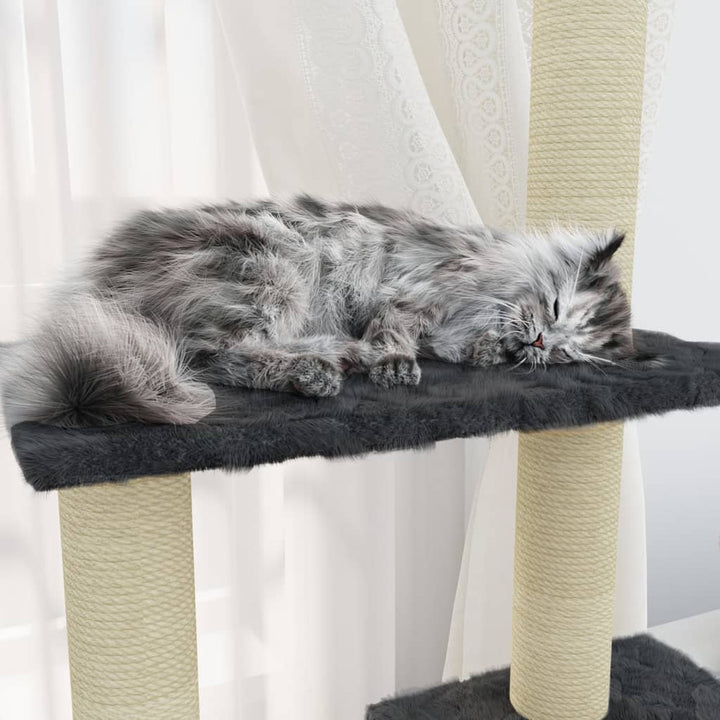 Kattenmeubel met sisal krabpalen 155 cm donkergrijs