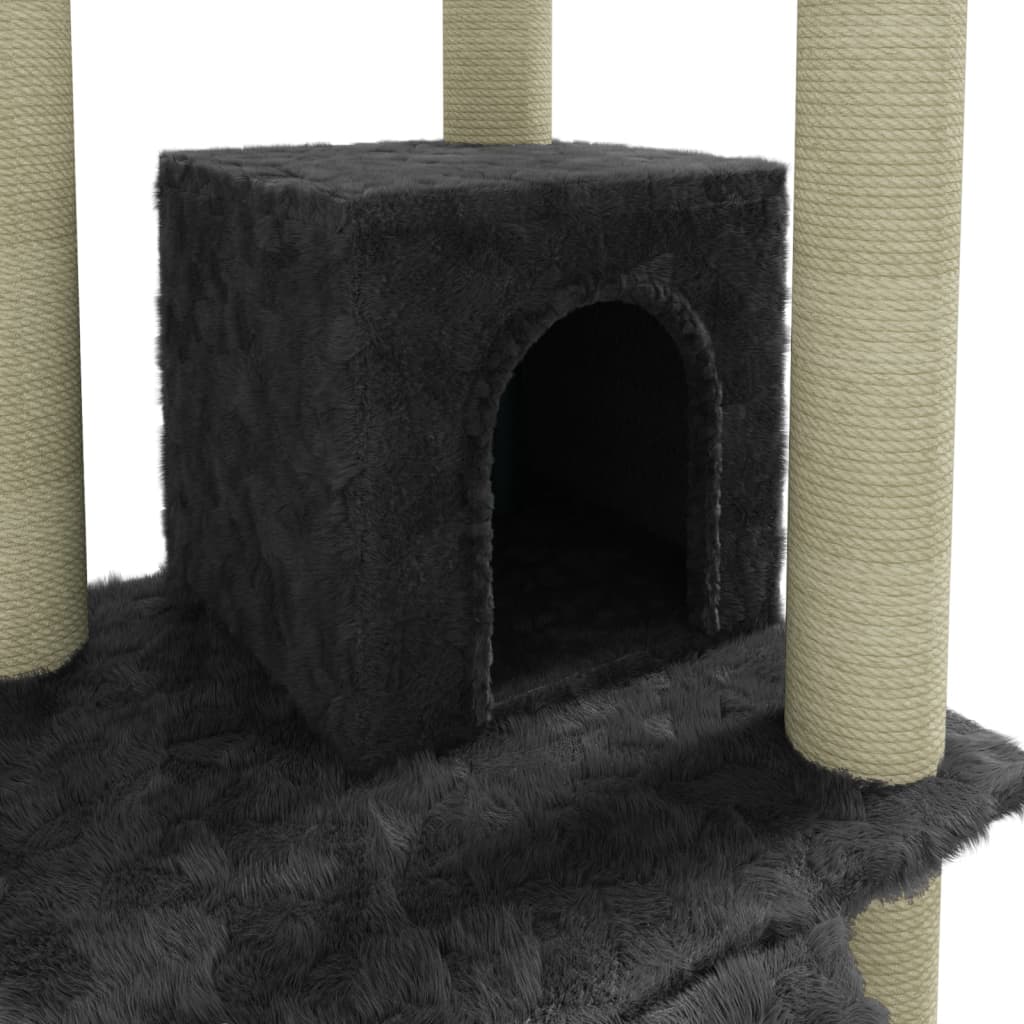 Kattenmeubel met sisal krabpalen 155 cm donkergrijs