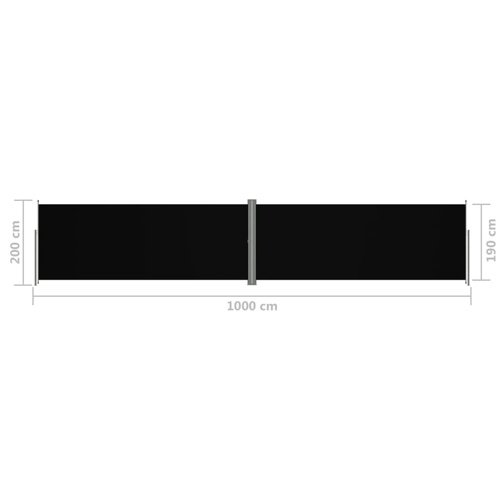 Tuinscherm uittrekbaar 200x1000 cm zwart