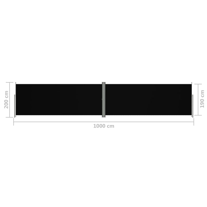 Tuinscherm uittrekbaar 200x1000 cm zwart