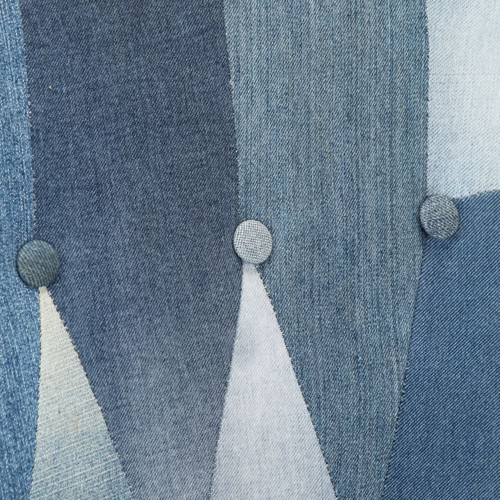 Fauteuil met voetensteun patchwork canvas blauw denim