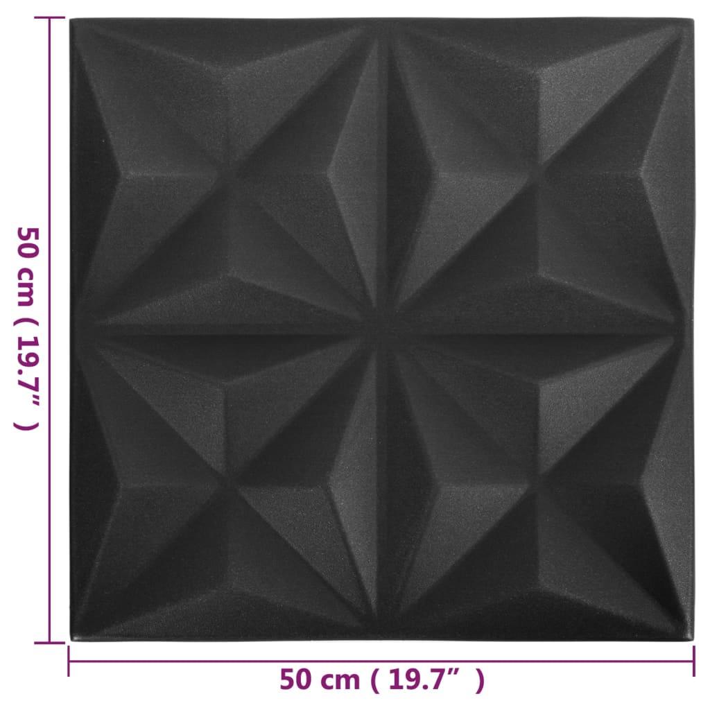 48 st Wandpanelen 3D 12 m² 50x50 cm origamizwart
