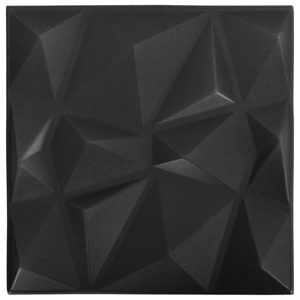 12 st Wandpanelen 3D 3 m² 50x50 cm diamantzwart