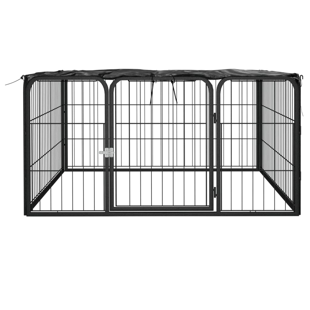 Hondenkennel 4 panelen 100x50 cm gepoedercoat staal zwart