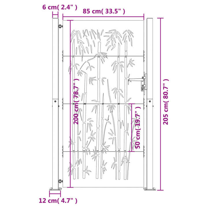 Poort 105x205 cm bamboe-ontwerp cortenstaal