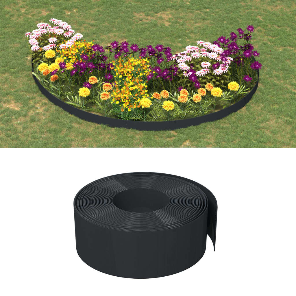 Tuinranden 3 st 10 m 20 cm polyetheen zwart