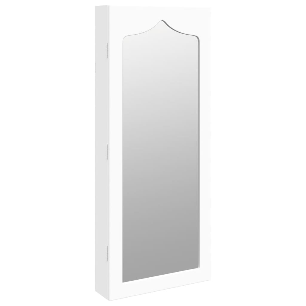 Sieradenkast met spiegel wandgemonteerd 37,5x10x90 cm wit
