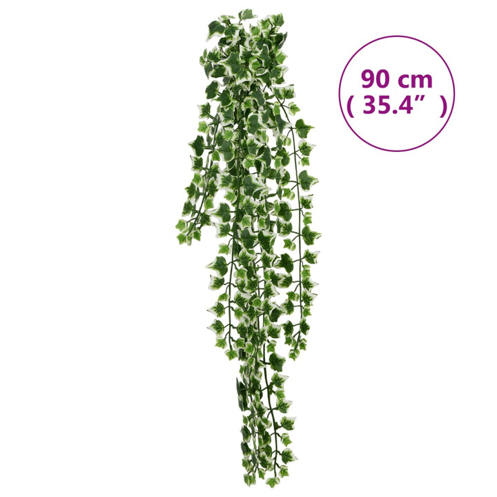 Kunsthangplanten 12 st 339 bladeren 90 cm groen en wit