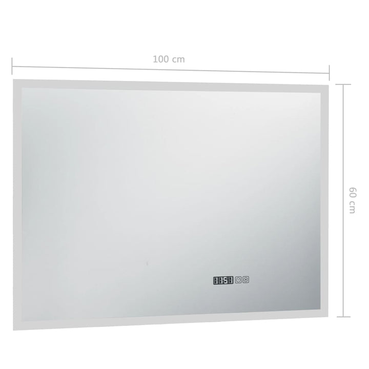 Badkamerspiegel LED met aanraaksensor en tijdweergave 100x60 cm - Griffin Retail