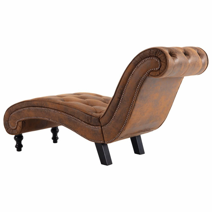 Chaise longue kunstsuède bruin - Griffin Retail