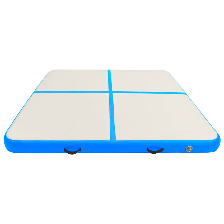 Gymnastiekmat met pomp opblaasbaar 200x200x10 cm PVC blauw - Griffin Retail