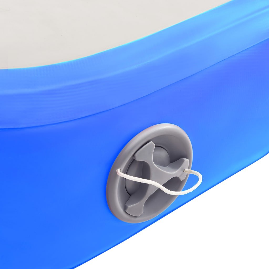 Gymnastiekmat met pomp opblaasbaar 200x200x10 cm PVC blauw - Griffin Retail