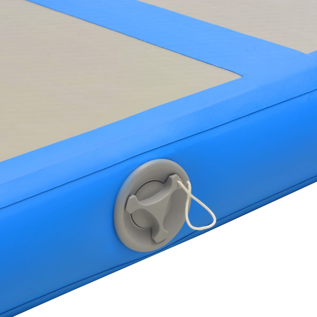 Gymnastiekmat met pomp opblaasbaar 400x100x10 cm PVC blauw - Griffin Retail