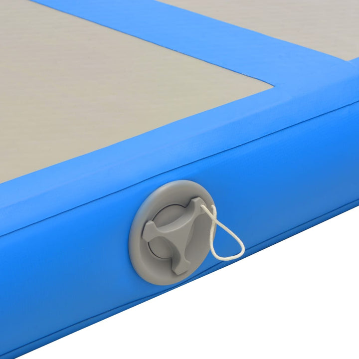 Gymnastiekmat met pomp opblaasbaar 400x100x10 cm PVC blauw - Griffin Retail