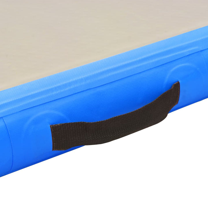 Gymnastiekmat met pomp opblaasbaar 800x100x10 cm PVC blauw - Griffin Retail