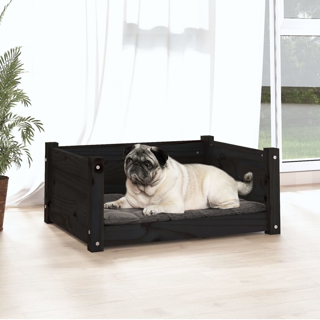 Hondenmand 65,5x50,5x28 cm massief grenenhout zwart - Griffin Retail