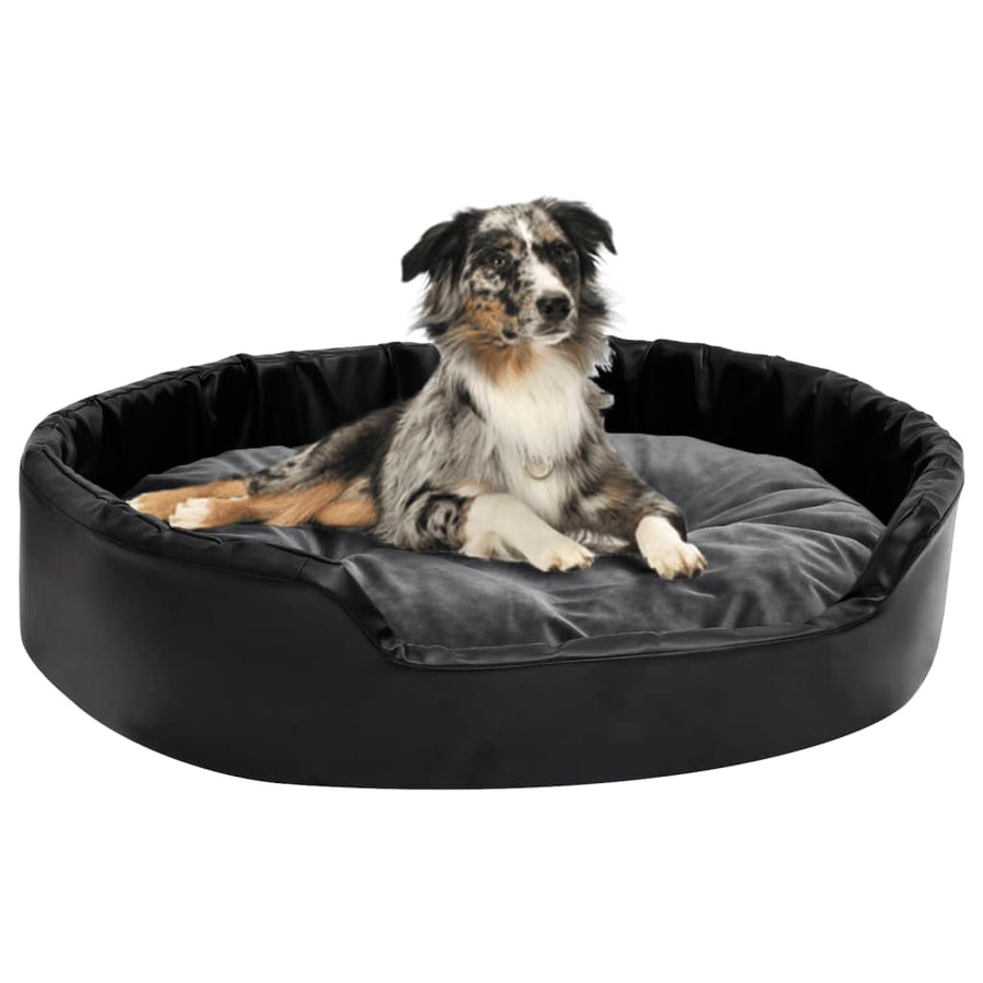 Hondenmand 90x79x20 cm pluche en kunstleer zwart en donkergrijs - Griffin Retail
