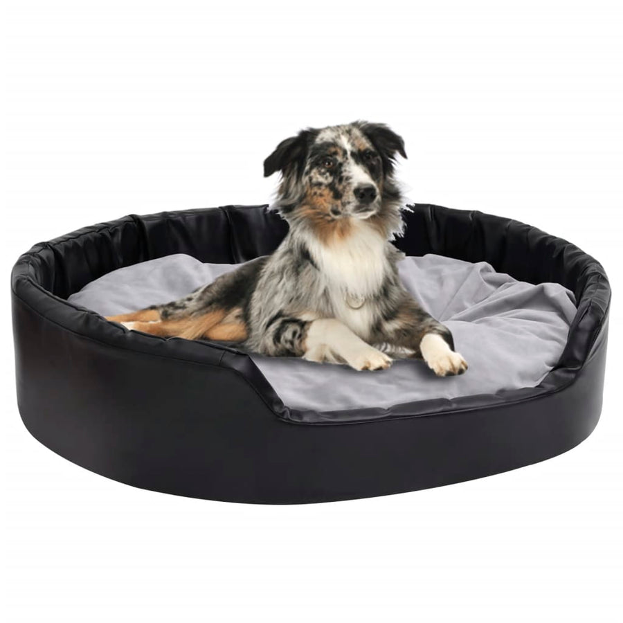 Hondenmand 99x89x21 cm pluche en kunstleer zwart en grijs - Griffin Retail