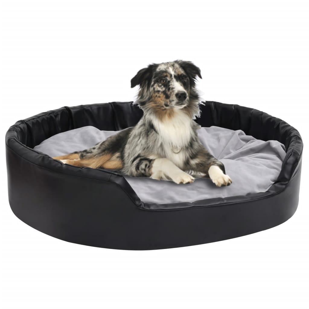 Hondenmand 99x89x21 cm pluche en kunstleer zwart en grijs - Griffin Retail
