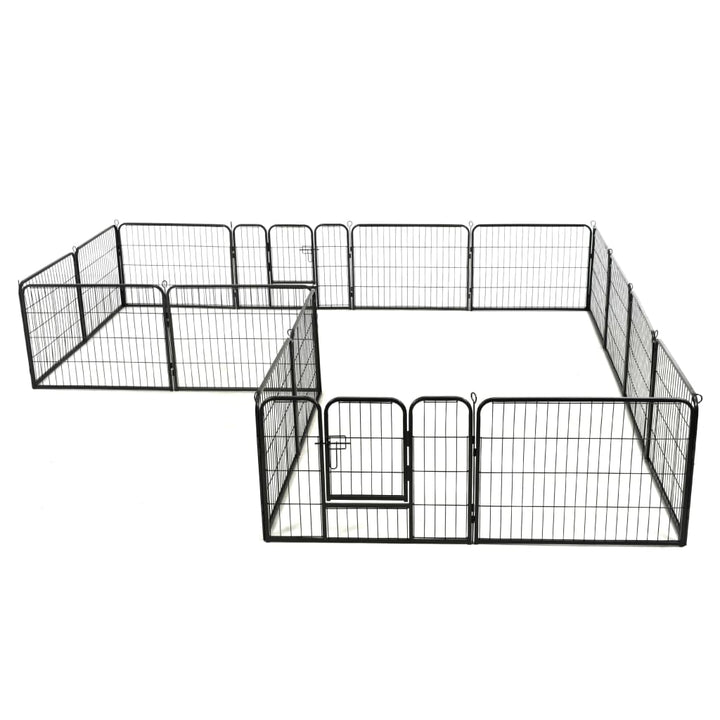 Hondenren met 16 panelen 60x80 cm staal zwart - Griffin Retail