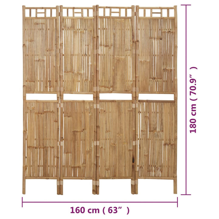 Kamerscherm met 4 panelen 160x180 cm bamboe - Griffin Retail