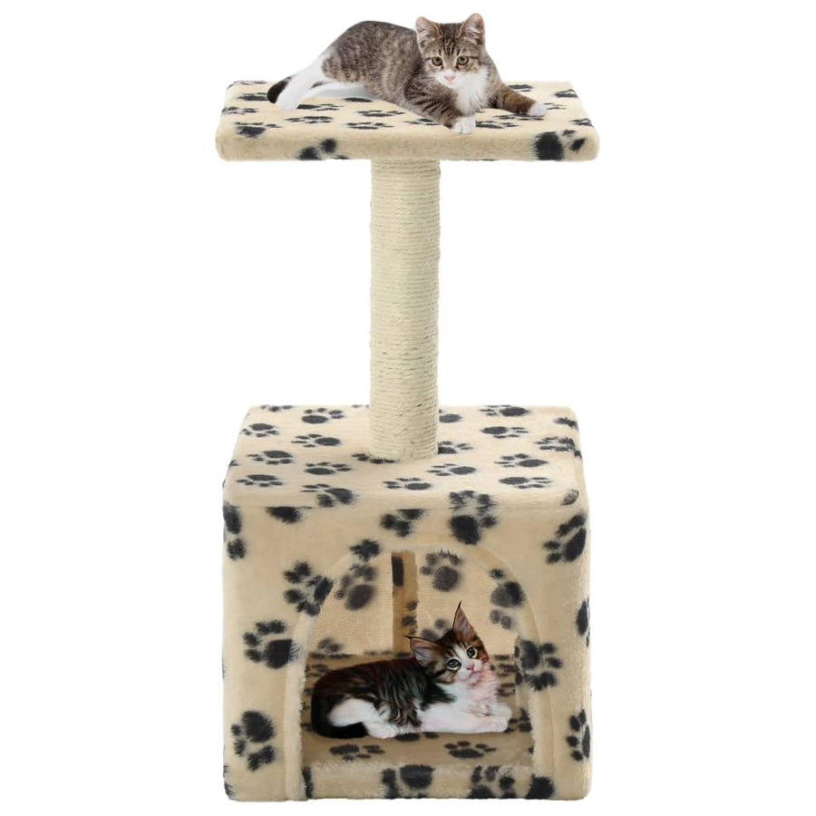 Kattenkrabpaal met sisal krabpaal 55 cm pootafdrukken beige - Griffin Retail
