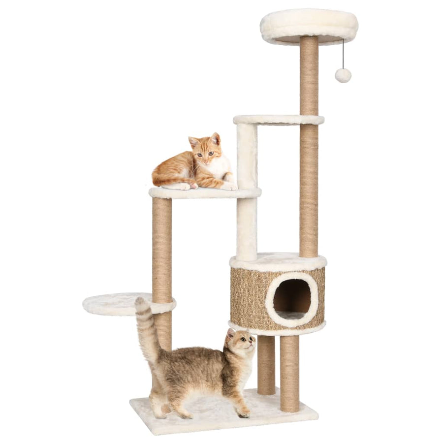 Kattenmeubel met luxe kussen en krabpalen 148 cm zeegras - Griffin Retail