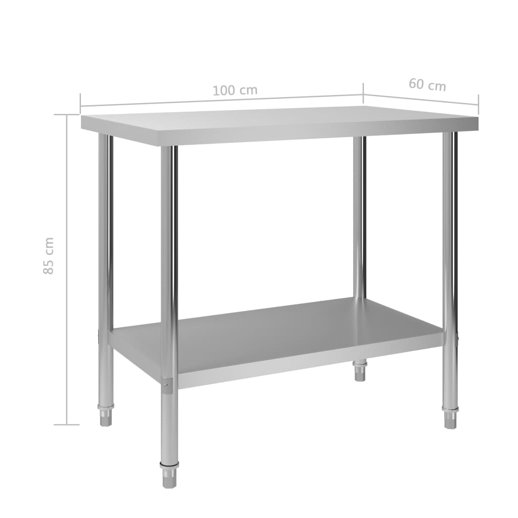 Keukenwerktafel 100x60x85 cm roestvrij staal - Griffin Retail