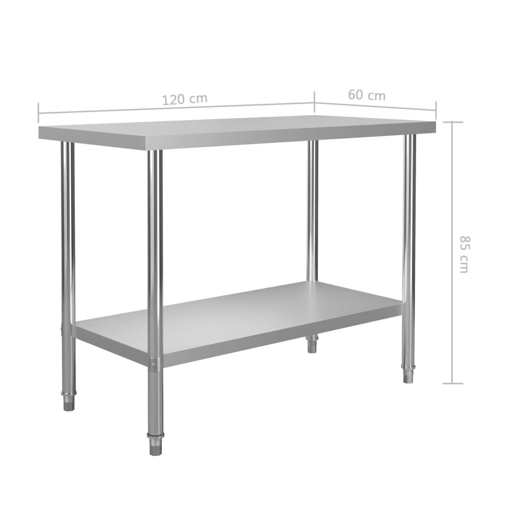 Keukenwerktafel 120x60x85 cm roestvrij staal - Griffin Retail