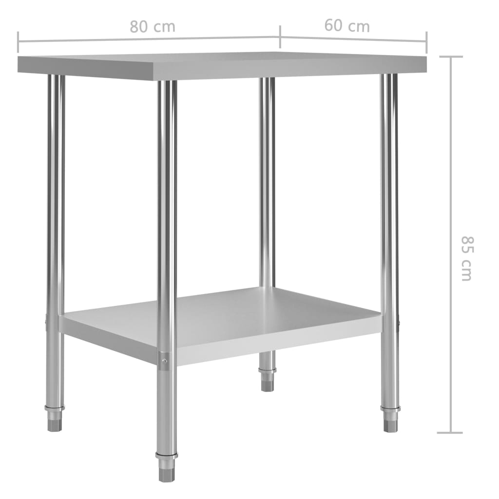 Keukenwerktafel 80x60x85 cm roestvrij staal - Griffin Retail