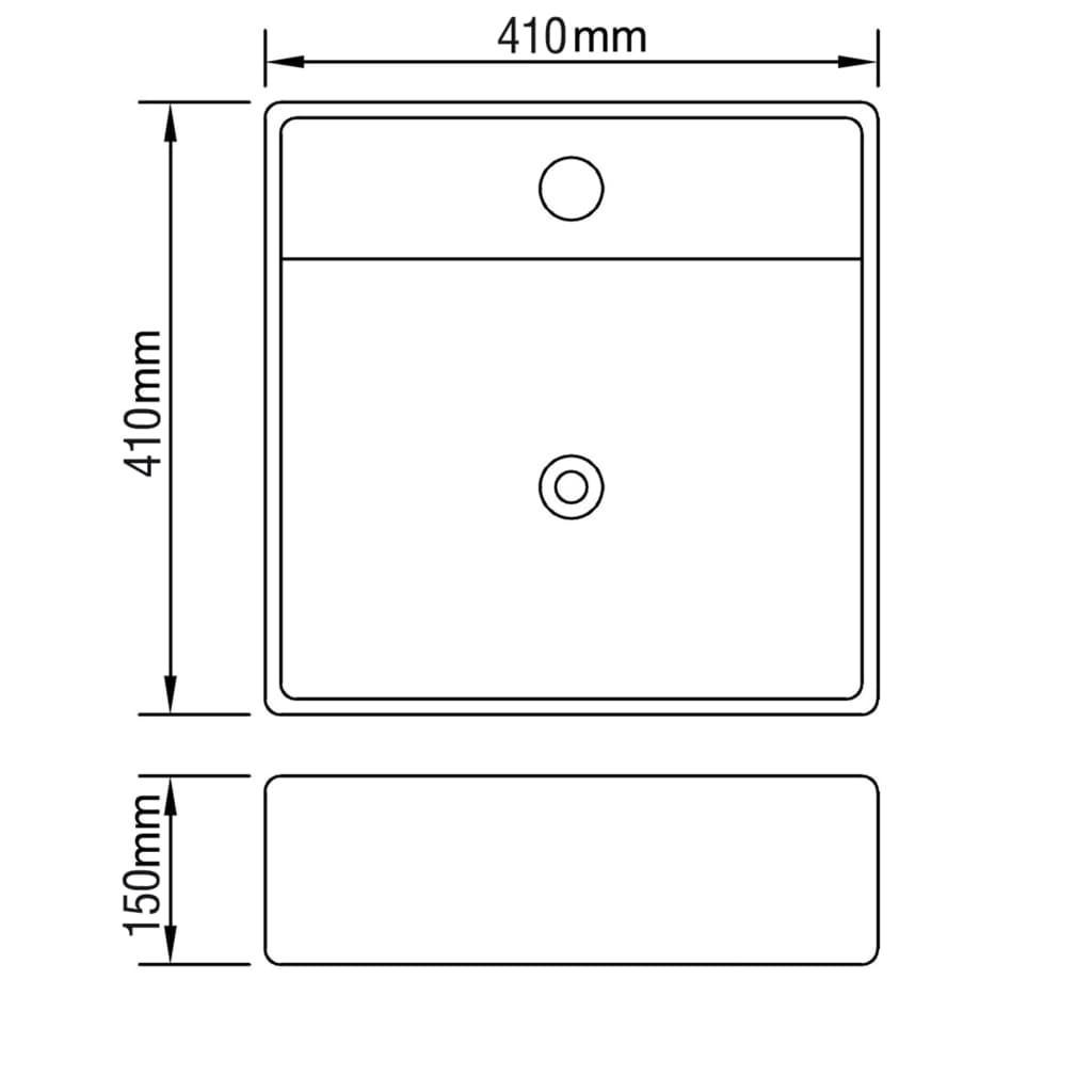 Luxe wastafel met overloop en kraangat vierkant keramiek 41x41 cm - Griffin Retail