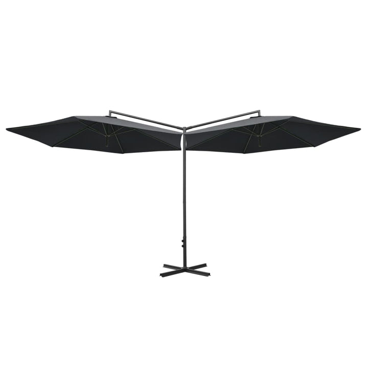 Parasol dubbel met stalen paal 600 cm antracietkleurig - Griffin Retail