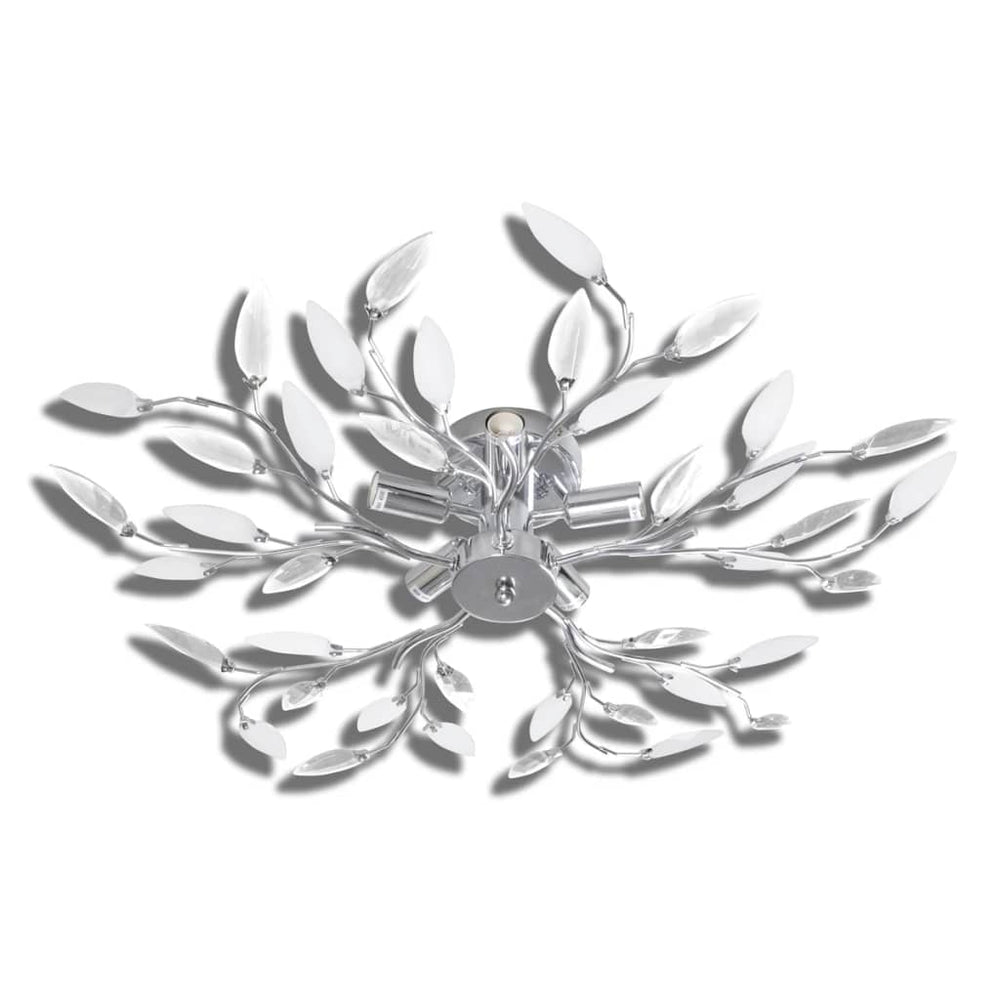 Plafondlamp met kristallen bladeren van acryl 5xE14 wit - Griffin Retail