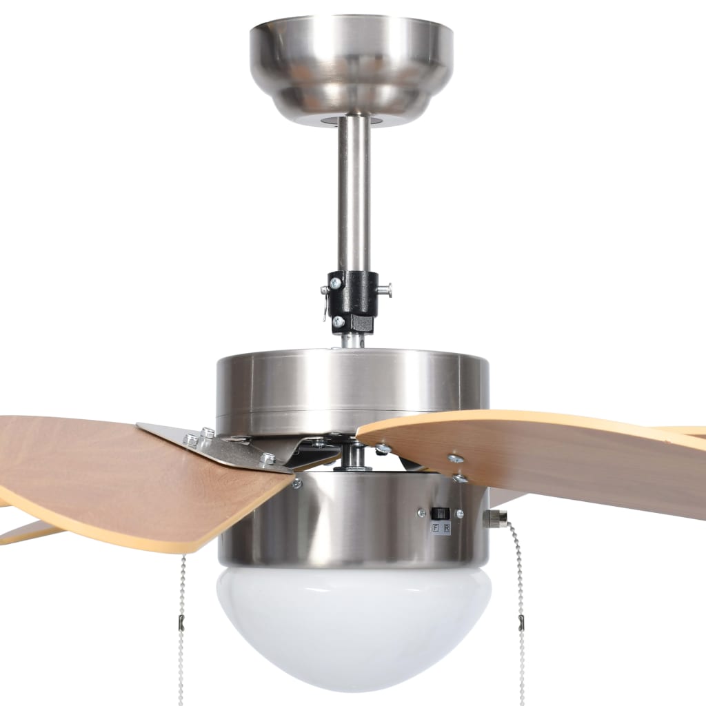 Plafondventilator met lamp 76 cm lichtbruin - Griffin Retail
