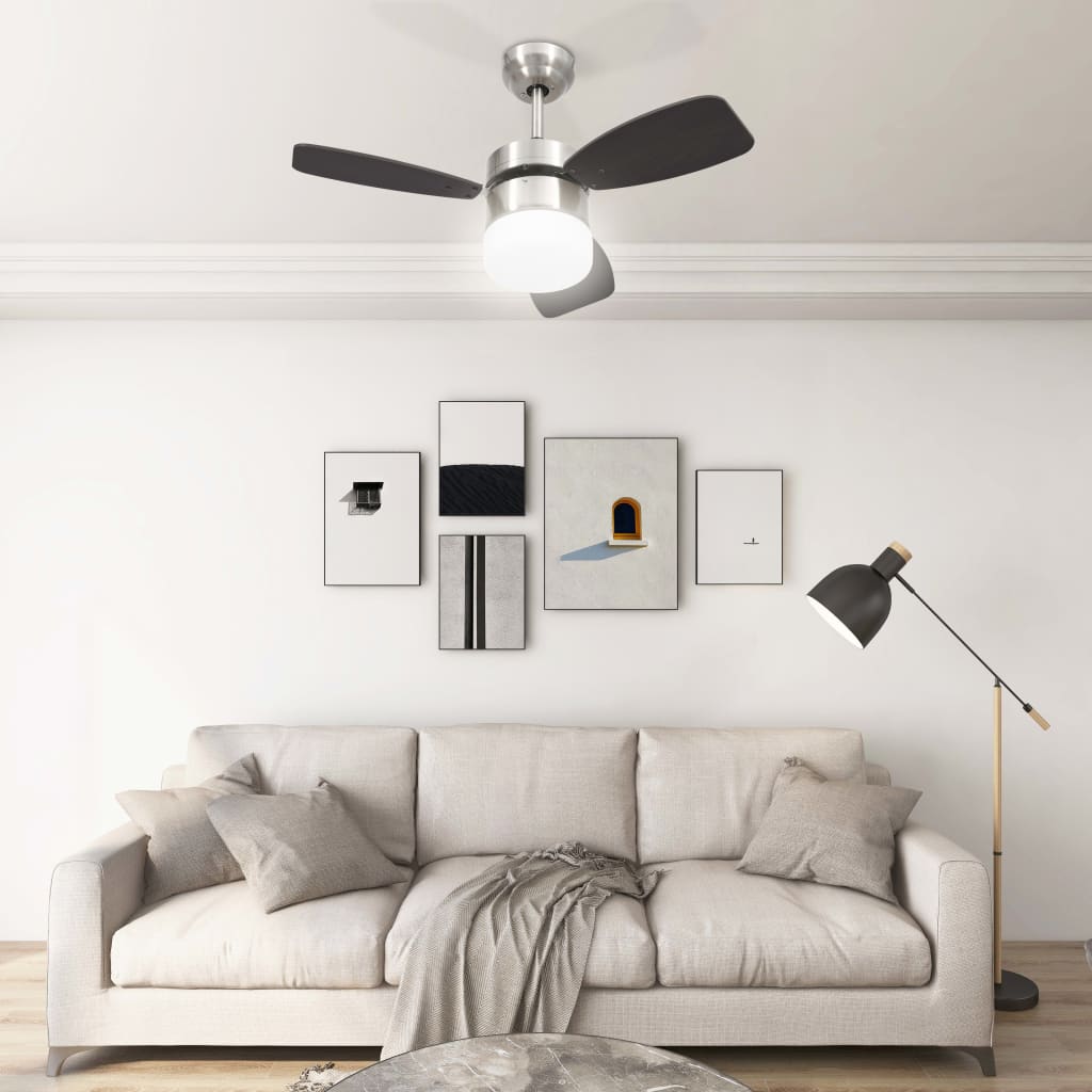 Plafondventilator met lamp en afstandsbediening 76 cm donkerbruin - Griffin Retail
