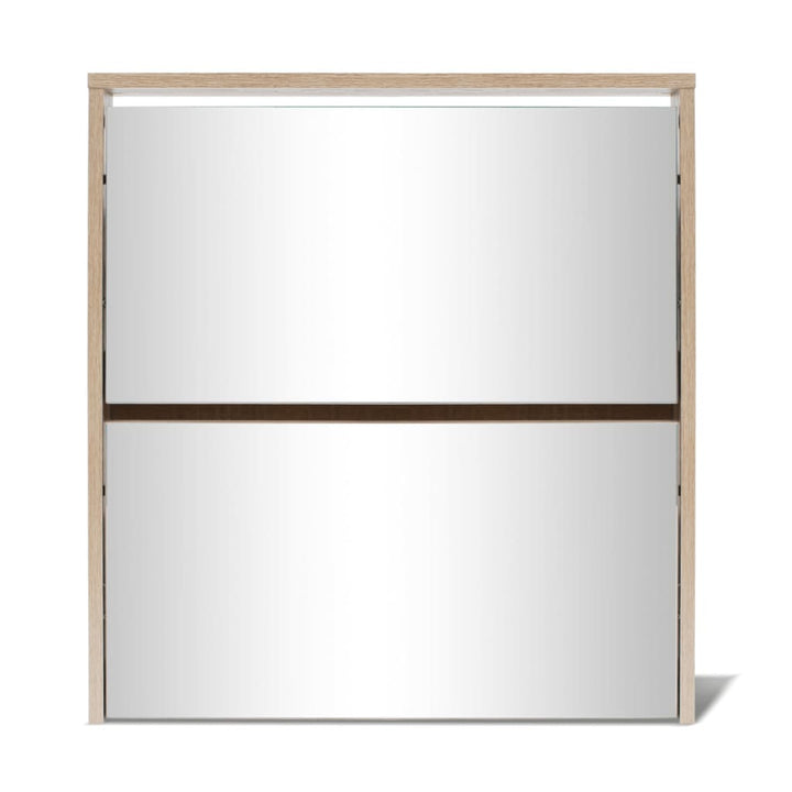 Schoenenkast tweelaags met spiegel 63x17x67 cm eiken - Griffin Retail