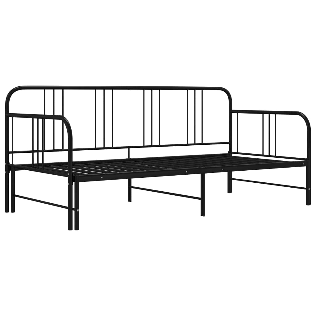 Slaapbankframe uittrekbaar metaal zwart 90x200 cm - Griffin Retail