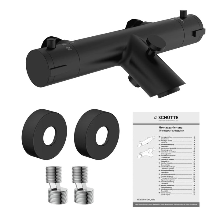 SCHÜTTE Bad-/douchemengkraan LONDON thermostatisch 5,5 cm matzwart