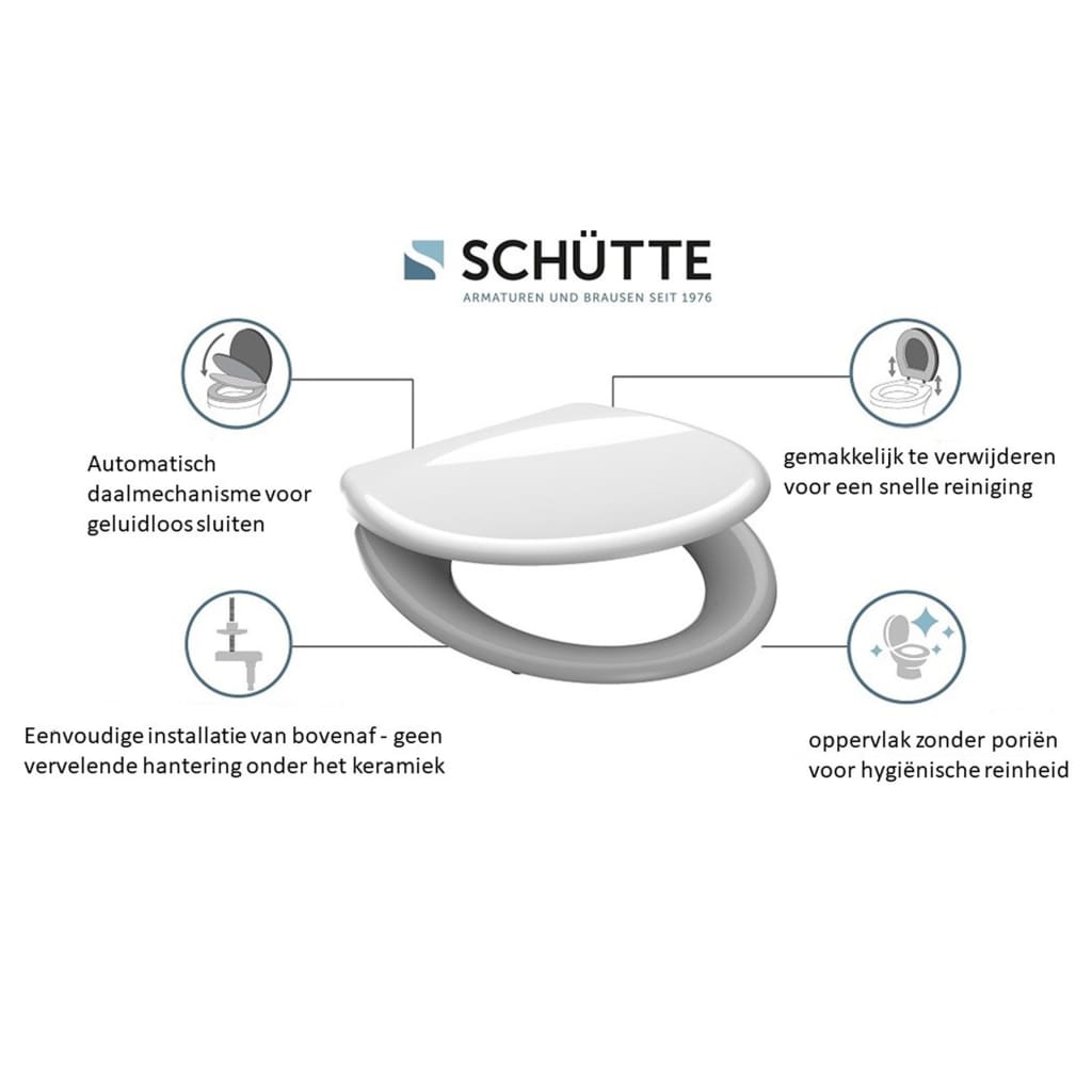 SCHÜTTE Toiletbril met softclose snelsluiting GRIJS duroplast