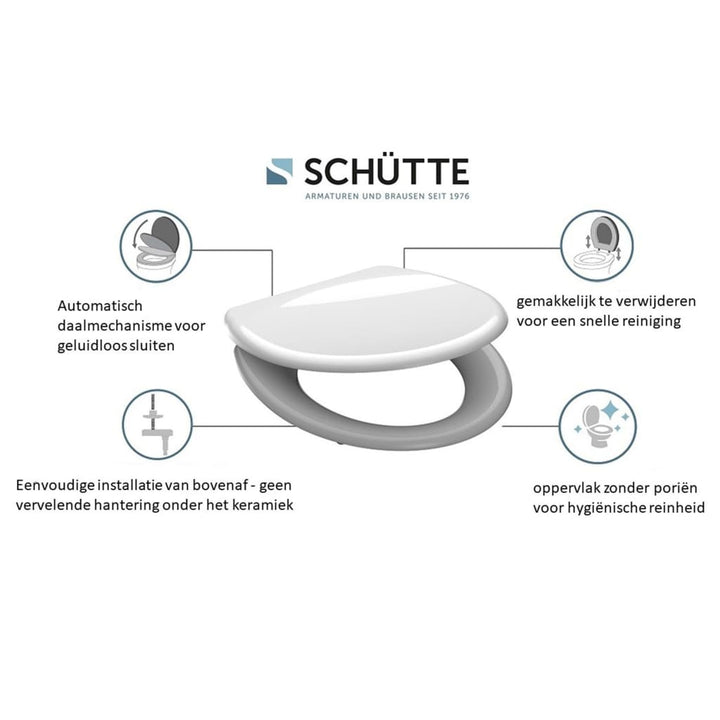 SCHÜTTE Toiletbril met softclose snelsluiting GRIJS duroplast